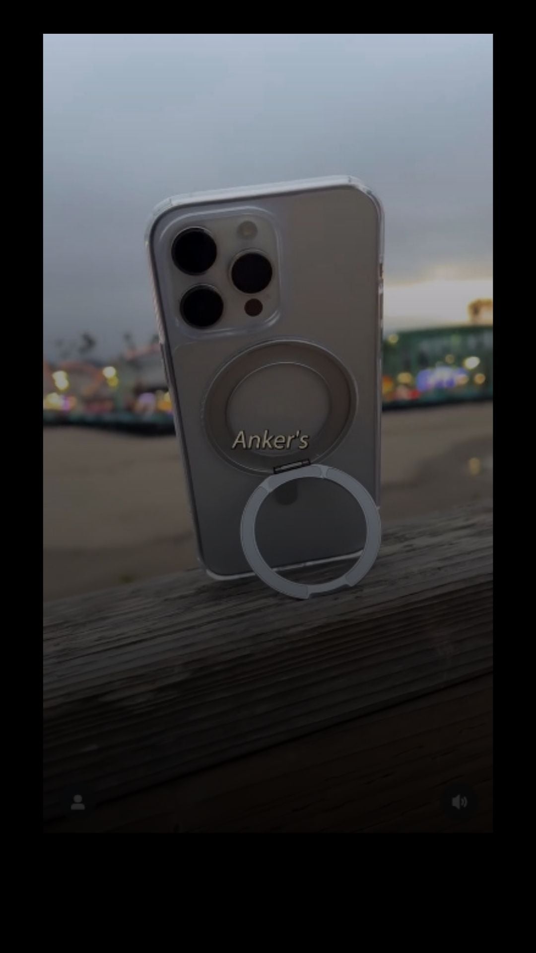 Phone case with Anker logo on a blurred background